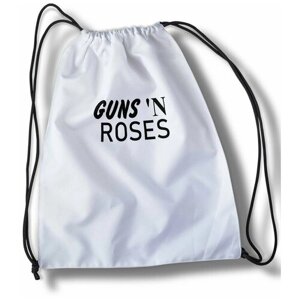Мешок для сменной обуви и вещей с рисунком, белый, модель музыка Guns N Roses - 311159