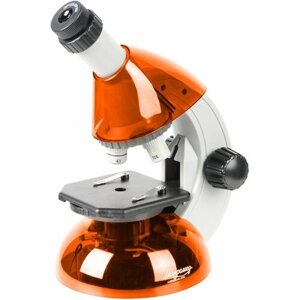 Микроскоп Микромед Атом 40x-640x набор для опытов для детей, портативный (оранжевый)