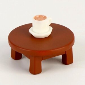 Миниатюра кукольная «Столик с чашкой», набор 2 шт, размер 1 шт. 3,5 3,5 2,5 см