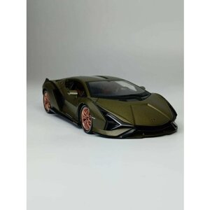 Модель автомобиля Ламборджини Сиан коллекционная металлическая игрушка масштаб 1:18 хаки