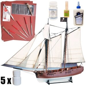 Модель корабля Amati (Италия), Шхуна Pirate Schooner, М1:60, подарочный набор для сборки + инструменты, краски, клей, AM1446-RUS-full