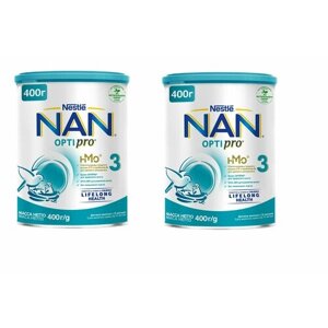 Молочко детское Nestle NAN 3 OPTIPRO для роста, иммунитета и развития мозга, с 12 месяцев, 400 г 2 шт