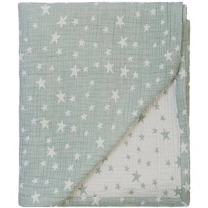 Муслиновое одеяло-плед для новорожденных и малышей 4 слоя хлопка (звездочки мятные)