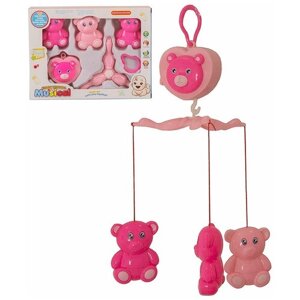 Музыкальная Подвеска с игрушками на мобиль Розовый /Мобиль на кроватку для новорожденных /