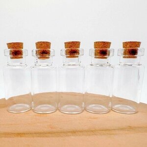 Набор бутылочек мини декоративные 5 шт. баночки для рукоделия с пробкой, размер 35х16 мм