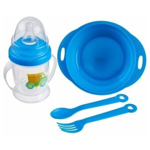 Набор детской посуды Львёнок, 3 предмета: миска 450 мл, тарелка d-20 см, кружка 200 мл