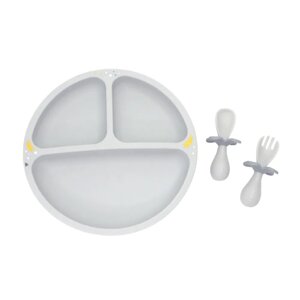 Набор детской посуды ORIBEL OR225-90007 Cocoon Z тарелка+ложка+вилка серый