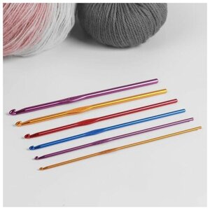 Набор крючков для вязания, d = 2-4,5 мм, 14,5 см, 6 шт, цвет разноцветный