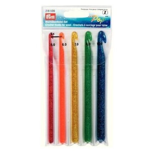 Набор крючков для вязания "POP"в наборе: крючки-5мм, 6мм, 7мм, 8мм, 10мм), пластик, многоцветный, 5 видов крючков в наборе PRYM 218599