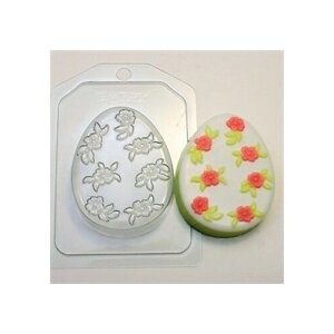Набор пластиковых форм для мыла на Пасху "Яйцо плоское-цветочки, Кролик плоский, Яйцо плоское"3 шт.