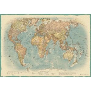 Настенная карта Атлас Принт Мир, политическая, 1:22 млн, 1,54*1,07 м, ретро стиль