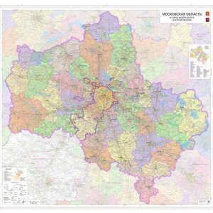 Настенная карта Московской области 115 х 105 см (с подвесом)