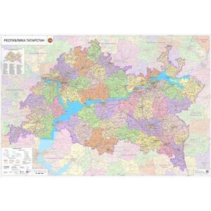 Настенная карта Республики Татарстан 136 х 92 см (на самоклеющейся пленке)