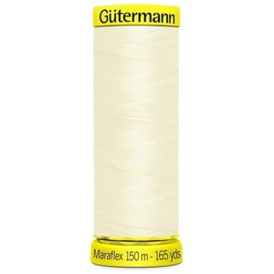 Нить Gutermann Maraflex 120 для эластичных, трикотажных материалов, 150 м, 100% ПБТ, 5 шт (001 молочный)