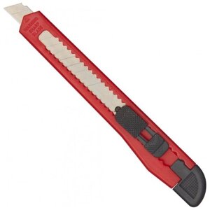 Нож канцелярский 9мм Attache с фиксатором, полибег, цв. красный 13 шт.