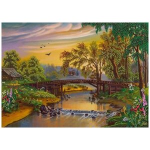 PANNA Набор для вышивания Живая картина. Мост над рекой 30.5 x 21.5 см (JK-2055)