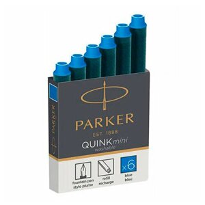 Parker Чернила картридж, синий, 6 шт в упаковке