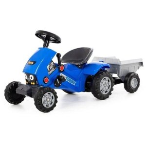 Педальная машина для детей Turbo-2, с полуприцепом, цвет синий
