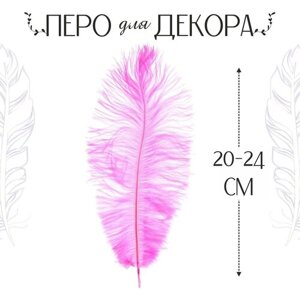 Перо для декора, размер: 20-24 см, цвет розовый