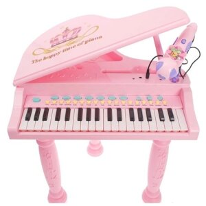 Пианино "Розовая мечта", с микрофоном, стульчиком, световые и звуковые эффекты 3694076