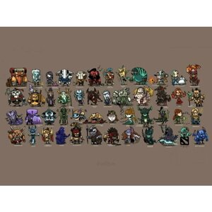 Плакат, постер на бумаге Dota 2: Heroes Table/Дота 2: Таблица Героев/игровые/игра/компьютерные герои персонажи. Размер 21 на 30 см