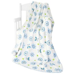 Плед детский, покрывало детское Споки ноки 100х140 "Цветы" голубой (Ultrasoft) плед для новорожденных, для дачи, плед для пикника, плед на выписку, конверт на выписку, одеяло, для малыша,в автолюльку,в коляску