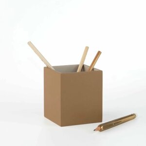 Подставка для ручек и карандашей, стакан канцелярский Penkap Duo, цвет светло-коричневый