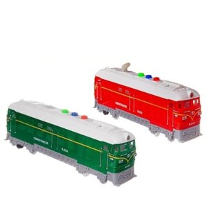 Поезд-локомотив Junfa пластмассовый, фрикционный, свет, звук, в коробке, 26,2*7,5*10,5 см (RJ024)