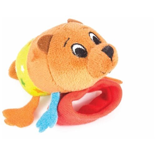 Погремушка Happy Snail Медвежонок Берни на ручку оранжевый/красный/желтый