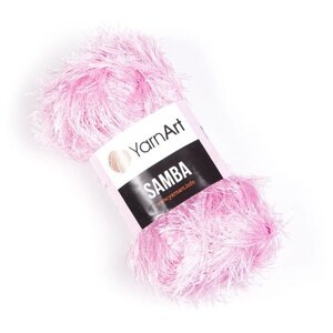 Пряжа для вязания YarnArt Samba (ЯрнАрт Самба) - 2 мотка 2008 светло-розовый, травка, фантазийная для игрушек 100% полиэстер 150м/100г