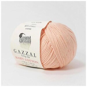 Пряжа Gazzal Baby Cotton (Газзал Беби Коттон) - 5 мотков Персиковый (3412) 60% хлопок, 40% акрил 165м/50г