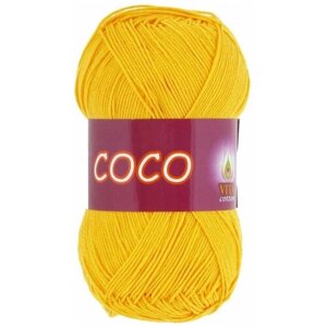 Пряжа Vita Coco (коко вита) цвет желтый 3863, 50гр. 240 м. (100% мерсеризованный хлопок), 10 шт.