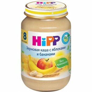 Пюре HIPP (Хипп) Каша зерновая с яблоками и бананами с 6 мес 190 г (6 штук в упаковке)