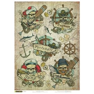 Рисовая бумага для декупажа Craft Premier "Морские истории", формат А4