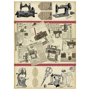 Рисовая бумага для декупажа Craft Premier "Швейные машинки", формат А4