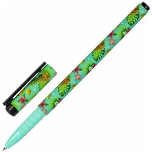 Ручка шариковая brauberg SOFT TOUCH GRIP "pineapple", синяя, мягкое покрытие, узел 0,7 мм, 143718