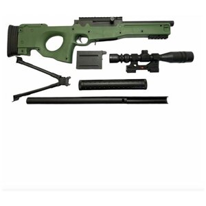 Ружье пневматическое детское (цвет зеленый) / винтовка с лазерным прицелом / оружие детское AWM / AWP / АВП / Кемпер / Снайперская винтовка