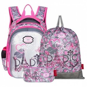 Рюкзак каркасный 39 х 29 х 17 см, Across 410, наполнение: мешок, пенал, розовый ACR22-410-9