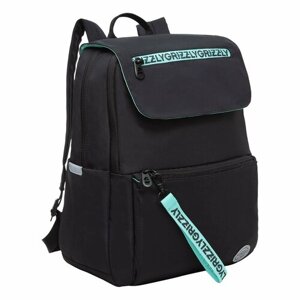 Рюкзак молодежный GRIZZLY с карманом для ноутбука 13", потайным карманом, клапан, для девочки, женский RXL-325-2/5