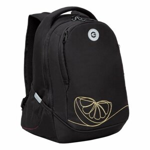 Рюкзак школьный для девочки подростка, с ортопедической спинкой, для средней школы, GRIZZLY (черный)