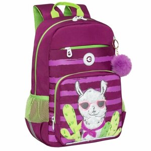 Рюкзак школьный для девочки подростка, с ортопедической спинкой, для средней школы, GRIZZLY, фиолетовый)