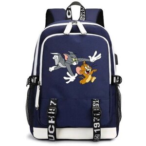 Рюкзак Том и Джерри (Tom and Jerry) синий с USB-портом №4