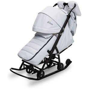 Санки-коляска, детские, зимние на колесах Pikate "White ONYX" 2022/2023г. г. NEW цвет: белый