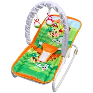 Шезлонг-качалка для новорождённых «Домашние животные», игровая дуга, съёмные игрушки микс