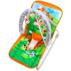 Шезлонг -качалка для новорождённых, Крошка Я, "Домашние животные", игровая дуга, съёмные игрушки МИКС