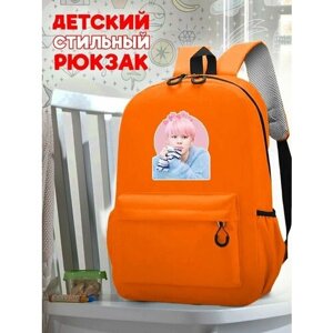 Школьный оранжевый рюкзак с принтом Музыка BTS - 89