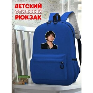 Школьный синий рюкзак с принтом Музыка BTS - 2
