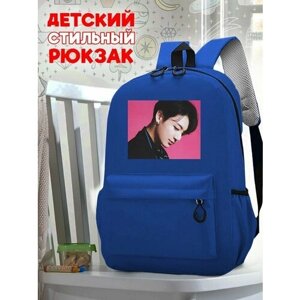 Школьный синий рюкзак с принтом Музыка BTS - 91