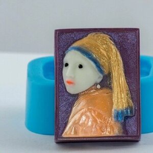 Силиконовая форма для мыла Картина Девушка в тюрбане, для свечей гипса 1шт 7 х 5,5 х 2 см