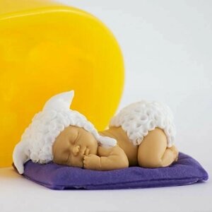Силиконовая форма для мыла Малыш на подушке №2 3D, для свечей гипса 1шт 7 * 5 * 3 см